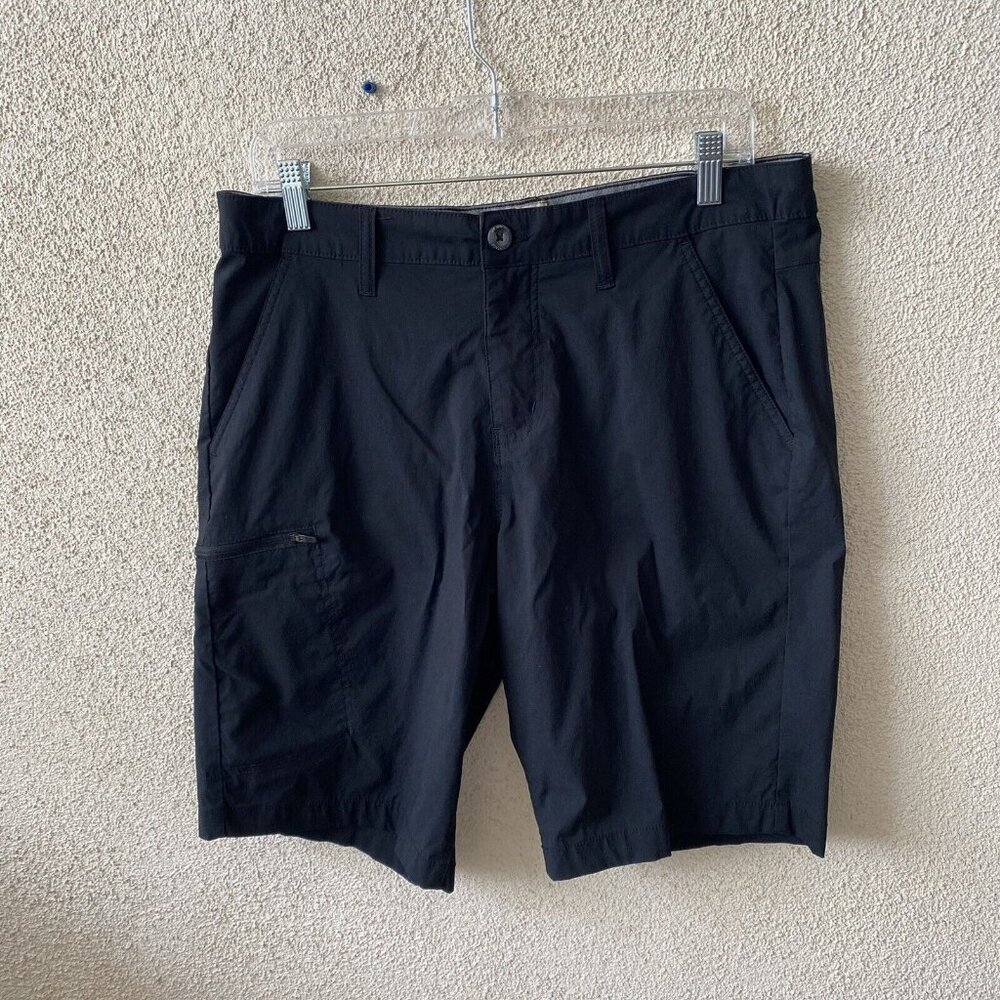 Weatherproof Vintage Mens Shorts Black Nylon Multi Pocket Lightweight Size 34